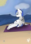  2018 beach bedding blanket blue_eyes cutiw_mark digital_media_(artwork) equine female feral friendship_is_magic fur horse mammal mars_(mars) my_little_pony pegasus ponerobsession pony royal_guard_(mlp) sea seaside solo sun water white_fur wings 