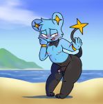  5_fingers anthro beach black_fur blue_fur blush fur girly humanoid_penis iguanasarecool island male nintendo nipples open_mouth penis pok&eacute;mon pok&eacute;mon_(species) precum sand sea seaside shinx solo thick_thighs video_games water wide_hips 