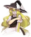  2018 anthro blonde_hair canine clothing dress female fox hair hat long_hair looking_at_viewer mammal marisa_kirisame open_mouth ribbons scared simple_background solo tears toribako touhou transformation white_background yellow_eyes 