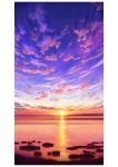  cloud cloudy_sky commentary_request day grass hariken highres horizon lake nature no_humans original outdoors reflection scenery sky sunset water_surface 