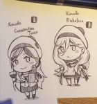  bag baguette beret bread chibi commandant_teste_(kantai_collection) commentary cup drinking_glass food french_flag hair_between_eyes hat ido_(teketeke) jacket kantai_collection long_hair mole mole_under_mouth monochrome multiple_girls paper_bag photo ribbon richelieu_(kantai_collection) scarf sketch skirt smile thighhighs traditional_media wine_glass 