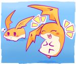  &lt;3 abstract_background blush cute digimon driosawm eyes_closed invalid_tag mammal membranous_wings open_mouth orange_skin patamon smile wings 