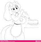  3mangos anthro apron blush cake clothing equine fan_character female food horse mammal mango_(character) messy monochrome my_little_pony nipple_bulge pony solo 