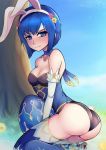  animal_ears ass blue_eyes blue_hair blush bunny_ears bunny_girl bunny_tail bunnysuit detached_collar egg fake_animal_ears fingerless_gloves fire_emblem fire_emblem:_monshou_no_nazo fire_emblem_heroes gloves headband katua leotard looking_at_viewer pegasus_knight phiphi-au-thon short_hair solo strapless strapless_leotard tail thighhighs tree wrist_cuffs 