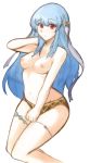  1girl blue_hair blush breasts fire_emblem fire_emblem:_rekka_no_ken long_hair ninian panties red_eyes small_breasts solo tridisart 