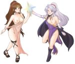  2girls areolae blush boots breasts brown_eyes brown_hair fire_emblem fire_emblem:_ankoku_ryuu_to_hikari_no_tsurugi fire_emblem:_monshou_no_nazo fire_emblem:_seisen_no_keifu fire_emblem:_shin_ankoku_ryuu_to_hikari_no_tsurugi fire_emblem:_shin_monshou_no_nazo linda_(fire_emblem) long_hair medium_breasts multiple_girls nipples ponytail purple_eyes purple_hair tiltyu_(fire_emblem) tridisart 