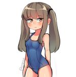  armpits bad_id bad_twitter_id bangs black_outline blue_swimsuit blush borrowed_character breasts brown_eyes brown_hair cleavage commentary expressionless eyelashes hairband ler0nnie long_hair looking_to_the_side meme old_school_swimsuit one-piece_swimsuit original school_swimsuit sidelocks sketch small_breasts solo swimsuit twintails twitter_username white_background 