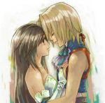  1girl artist_request blonde_hair brown_hair closed_eyes couple dress final_fantasy final_fantasy_ix garnet_til_alexandros_xvii gloves hetero long_hair medium_hair source_request wedding_dress zidane_tribal 