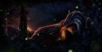  2018 claws detailed_background digital_media_(artwork) dragon duo feral grass horn isvoc membranous_wings night outside scalie sky star starry_sky twilight western_dragon wings 