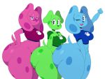  2018 anthro big_butt big_thighs blue&#039;s_clues blue_(blue&#039;s_clues) blue_eyes bottomless butt canine clothed clothing crop_top digital_media_(artwork) dog eyewear female glasses green_eyes green_puppy group half-closed_eyes hi_res huge_butt huge_hips looking_at_viewer magenta_(blue&#039;s_clues) mammal navel one_eye_closed open_mouth shirt simple_background sssonic2 thick_thighs voluptuous white_background wide_hips wink 