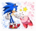  alien anthro black_nose blue_eyes blush clothing crossover duo footwear gloves green_eyes hedgehog kirby kirby_(series) male mammal nintendo open_mouth smile sonic_(series) sonic_the_hedgehog video_games waddling_head ねる 