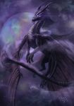  2017 ambiguous_gender cosmic_background digital_media_(artwork) dragon feral glowing glowing_eyes horn jamipainter membranous_wings purple_theme scales solo wings 