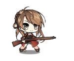  &gt;_&lt; ahoge animated animated_gif brown_hair chibi child crying failure full_body girls_frontline green_eyes gun lee-enfield lee-enfield_(girls_frontline) lowres official_art rifle saru simple_background sniper_rifle weapon younger 
