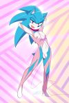  balls clothed clothing collar drooling girly looking_at_viewer male nipple_piercing nipples penis piercing purple_eyes saliva skimpy small_penis solo sonic_(series) sonic_the_hedgehog torn_clothing 