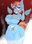  2017 anthro anthrofied big_breasts blush breasts cleavage clothed clothing equine eyewear female freckles friendship_is_magic goggles hair jrvanesbroek mammal mature_female my_little_pony pegasus purple_eyes sketch solo thick_thighs towel water wet wide_hips windy_whistles_(mlp) wings 