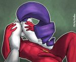 2015 anthro anthrofied anus balls big_macintosh_(mlp) butt butt_grab duo equine female flaccid friendship_is_magic fur hair hand_on_butt horse lying male mammal my_little_pony nude ohmymarton on_back orange_hair penis pony pubes purple_hair pussy rarity_(mlp) red_fur white_fur 