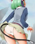  ass commentary_request dimension_w dr_rex green_hair multicolored_hair panties short_hair skirt solo tail two-tone_hair underwear white_panties yurizaki_mira 