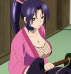  10s 1girl animated animated_gif bounce bouncing_breasts breasts cropped female japanese_clothes kousaka_shigure large_breasts no_bra shijou_saikyou_no_deshi_ken&#039;ichi 