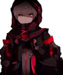  arthur_pendragon_(fate) artoria_pendragon_(all) bad_id bad_pixiv_id bangs blonde_hair closed_mouth commentary_request fate/grand_order fate_(series) genderswap genderswap_(ftm) glowing glowing_eyes hands_in_pockets hiiragi_fuyuki hood hood_up jacket looking_to_the_side male_focus mysterious_heroine_x mysterious_heroine_x_(alter) orange_eyes red_eyes short_hair simple_background solo upper_body white_background 