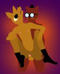  2018 angus_(nitw) anthro bear blush canine carrying eyewear gayfurrynonsense glasses gradient gregg_(nitw) hat male male/male mammal night_in_the_woods nipples nude penis sex 