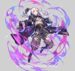  aura cloak cozy female_my_unit_(fire_emblem:_kakusei) fire_emblem fire_emblem:_kakusei fire_emblem_heroes full_body gimurei grey_background my_unit_(fire_emblem:_kakusei) official_art red_eyes silver_hair simple_background solo 