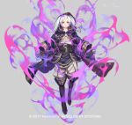  aura cloak commentary_request cozy female_my_unit_(fire_emblem:_kakusei) fire_emblem fire_emblem:_kakusei fire_emblem_heroes full_body gimurei grey_background my_unit_(fire_emblem:_kakusei) official_art red_eyes silver_hair simple_background solo 