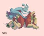  2018 anthro anthro_on_anthro anus big_butt butt canine digital_media_(artwork) duo lagomorph larger_male male male/male mammal penis rabbit size_difference smaller_male spedumon wolf 