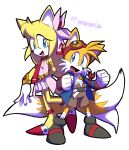  anthro canine clothing dipstick_tail drawloverlala duo female footwear fox fur gloves hi_res male mammal miles_prower multicolored_tail signature sonic_(series) sonic_boom video_games white_fur yellow_fur zooey_the_fox 