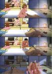  1boy 2girls 4koma censored idolmaster mimura_kanako multiple_girls producer_(idolmaster) sex takagaki_kaede zanzi 