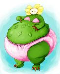  2018 belly big_belly claws diaper digital_media_(artwork) featherhead flora_fauna flower flowey_the_flower hi_res hyper hyper_belly male not_furry obese overweight plant red_claws simple_background solo thick_thighs undertale video_games voluptuous 