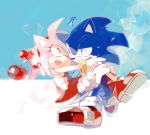  amy_rose anthro clothing duo female gloves hedgehog male mammal sonic_(series) sonic_the_hedgehog video_games バタスコ 