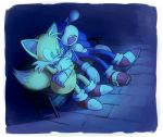  anthro black_nose canine clothing dipstick_tail duo footwear fox fur gloves hedgehog hi_res male mammal miles_prower multicolored_tail sitting sleeping sonic_(series) sonic_the_hedgehog video_games white_fur yellow_fur ﾒｹﾒｹ 