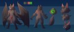  5_fingers bat canine claws clothing digitigrade fangs fluffy fluffy_tail green_eyes hybrid loincloth male mammal model_sheet mostly_nude solo undeadkitty13 vampire were werewolf wings wolf 