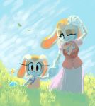  anthro chao cheese_the_chao clothing cream_the_rabbit daughter female gloves grass knockabiller lagomorph long_ears mammal mother mother_and_daughter outside parent rabbit smile sonic_(series) vanilla_the_rabbit video_games 