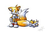  anthro canine clothing duo fox gloves machine male mammal miles_prower robot signature simple_background sonic_(series) video_games wisp2007 