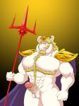  asgore_dreemurr cape clothing erection hairy male mature_male melee_weapon micke_p._(artist) muscular nude polearm solo standing trident undertale video_games weapon 