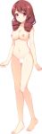  arms_at_sides barefoot blush breasts censored collarbone drill_hair eyebrows_visible_through_hair full_body fuyuichi_monme hair_over_shoulder highres kari_gurashi_ren'ai large_breasts long_hair navel nipples non-web_source nude official_art red_eyes red_hair smile solo standing transparent_background 