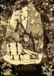  alice_margatroid animal_ears bow braid cat_ears comic cover cover_page doujin_cover dress hanada_hyou headband kaenbyou_rin long_hair long_sleeves monochrome multiple_girls puffy_short_sleeves puffy_sleeves sepia short_hair short_sleeves touhou twin_braids twintails 