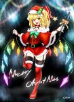  :d artist_name bad_id bad_pixiv_id bare_shoulders bell bell_collar belt black_belt black_legwear blonde_hair boots bow christmas collar flandre_scarlet full_body fur_trim garter_straps green_bow hair_bell hair_between_eyes hair_ornament hat highres hikkub holly_hair_ornament laevatein merry_christmas open_mouth red_eyes red_footwear santa_hat side_ponytail smile solo standing standing_on_one_leg star thigh_boots thighhighs thighhighs_under_boots touhou wristband 