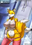  2018 android big_breasts blue_eyes breasts canine clothing crossgender female fox gloves legwear libra-11 lingerie machine mammal miles_prower navel nipples panties pussy robot solo sonic_(series) stockings translucent underwear wire 