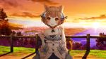  animal_ears blush bow brown_eyes brown_hair building catboy city clouds dress felix_argyle male re:zero_kara_hajimeru_isekai_seikatsu short_hair sky tail thighhighs trap tree 