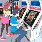  1boy 1girl arcade arcade_cabinet blue_eyes darius darius_gaiden dodonpachi_daioujou great_mahou_daisakusen pantyhose pepsi polylina_(artist) raizing sega sega_blast_city skirt taito vending_machine videogames 