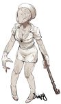  bald breasts bubble_head_nurse cleavage commentary_request faceless faceless_female gloves hat highres large_breasts monster_girl no_humans nurse_cap sido_(slipknot) silent_hill silent_hill_2 solo 