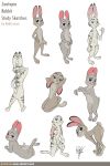  2018 anthro bent_over blue_eyes bonnie_hopps breasts butt casual_nudity convenient_censorship daughter disney ears_down english_text featureless_breasts featureless_crotch female full-length_portrait fur grey_fur half-closed_eyes hi_res jack_savage judy_hopps kneeling lagomorph looking_at_viewer lying male mammal model_sheet mother mother_and_daughter multicolored_fur multiple_poses nude on_front parent pink_nose portrait pose purple_eyes rabbit robcivecat scar simple_background slightly_chubby small_breasts smile standing striped_fur stripes study text two_tone_fur white_background zootopia 