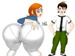  1boy 1girl ass ben_10 capri_pants cartoon_network gwen_tennyson gwendolyn_tennyson huge_ass tagme 