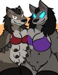  2019 8_breasts anthro big_breasts blizzard_entertainment bottomless breast_squish breasts canid canine clothed clothing duo female female/female mammal multi_breast multi_nipple nipples pussy trout_(artist) video_games warcraft were werecanid werecanine werewolf worgen 