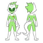  2018 5_fingers anthro armor barbed_tail belt boots clothing digital_media_(artwork) eyelashes female footwear gloves green_eyes green_hair green_skin hair helmet hostler lizard long_tail looking_at_viewer midori_(miscon) miscon model_sheet one_piece_suit pose rear_view reptile scalie short_hair solo standing uniform visor weapon 