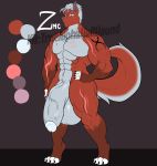  anthro balls big_balls canine color_swatch dog flaccid huge_balls humanoid_penis husky hyper hyper_balls hyper_penis male mammal muscular muscular_male nude penis retracted_foreskin solo standing tattoo uncut vein watermark zeromccall 