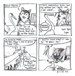  2014 4koma avian bird black_nose canine comic customer_service_wolf dialogue imminent_vore mammal onomatopoeia snout sound_effects text unknown_artist vore wolf 