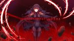  :o armpits bangs bodysuit breasts circlet covered_navel fate/grand_order fate_(series) floating_rock gae_bolg gem glowing gradient gradient_background hajikaji highres holding holding_weapon light_particles long_hair looking_at_viewer medium_breasts motion_blur open_mouth outstretched_arm pauldrons purple_bodysuit purple_hair red_background red_eyes runes scathach_(fate)_(all) scathach_(fate/grand_order) shoulder_armor skin_tight solo standing thigh_gap v-shaped_eyebrows veil very_long_hair weapon 